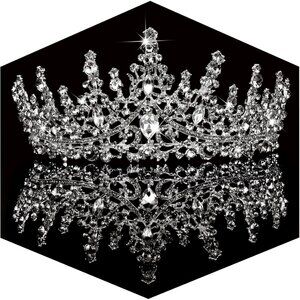 Silver Wedding Crystal Tiaras and Crowns for Women, Bride Royal Queen Headband P